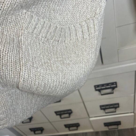 Cozy Sonoma Open Front Long Cardigan Sweater Beige Nordic Argyle Pockets M - Picture 4 of 6